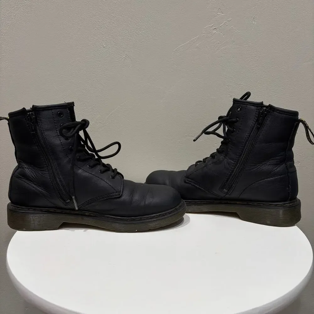 Dr. Martens 1460 Y Youth Softy T Leather Lace Up Boots in Black - Size: 5 M/6 L